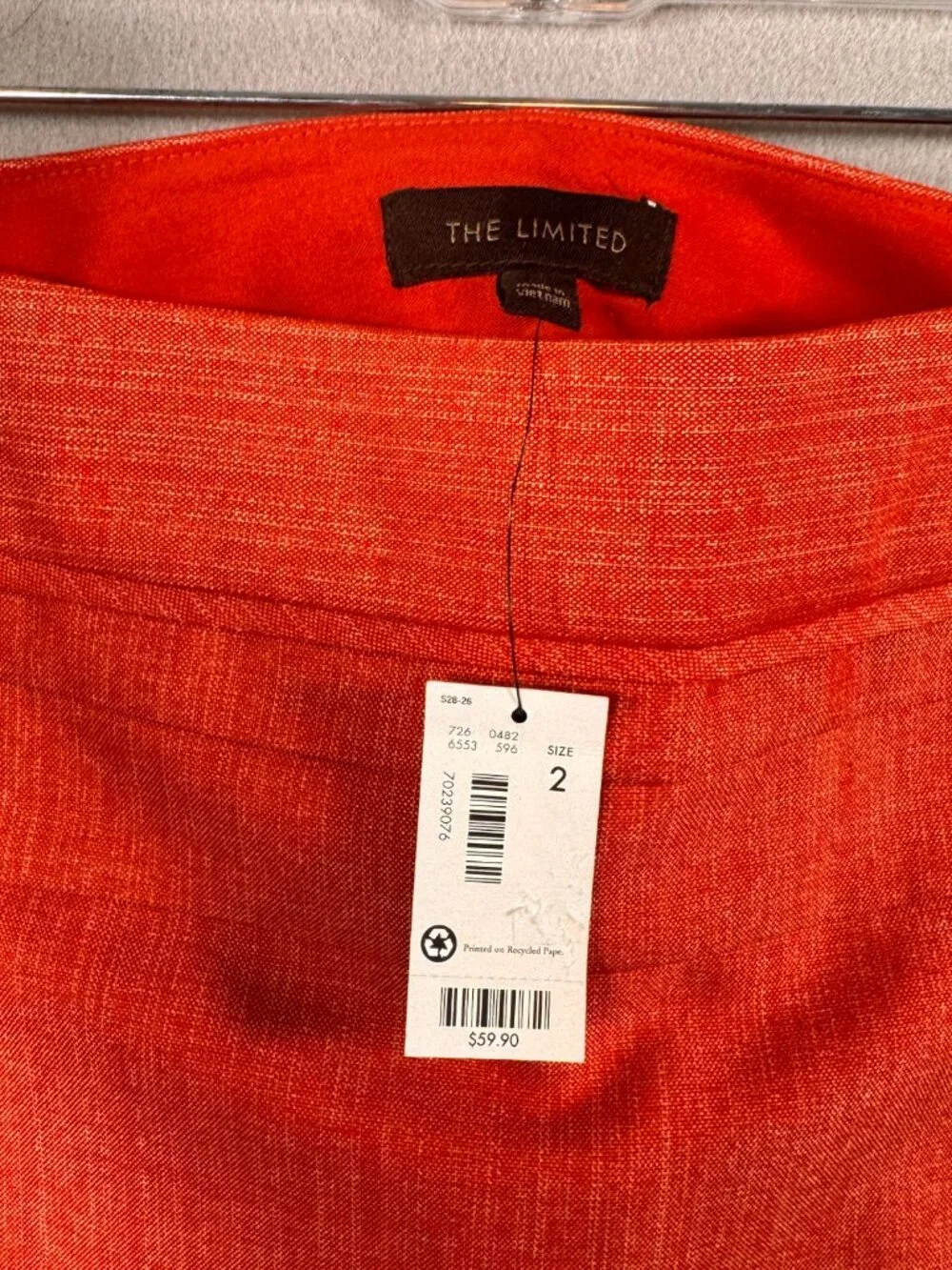 The Limited Woman’s Orange Zip Up Knee Length Lined Pencil Skirt Size 2 NWT
